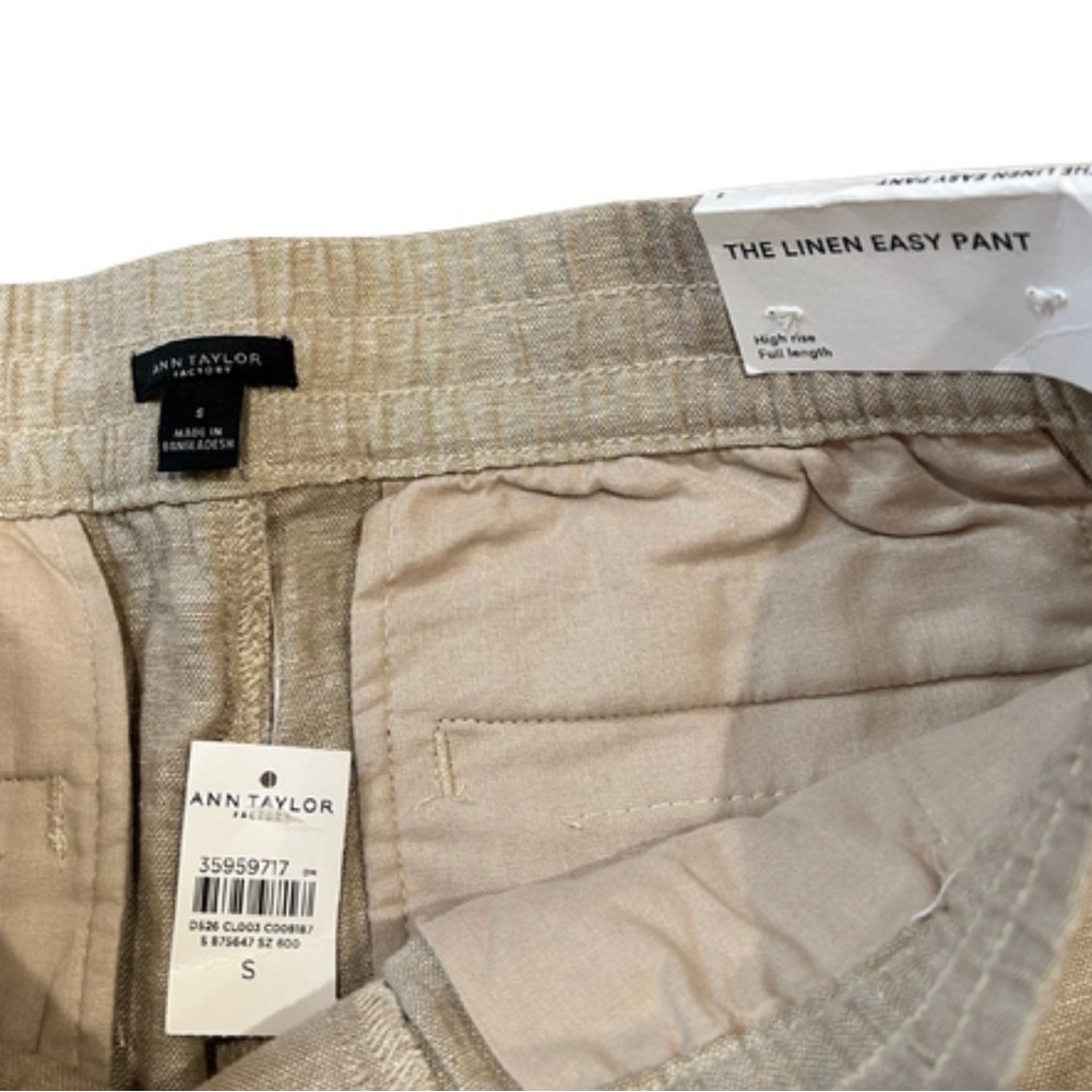 Ann Taylor The Linen High Rise Full Length Easy Pants | Beige | Size S | NWT - Picture 4 of 5